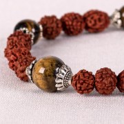 Tiger Eye Gem-Rudraksha Europe Wrist Mala-9105-1b